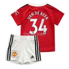 Koszulka Manchester United Donny van de Beek 34 Dziecięcy Domowe Stroje Piłkarskie 2022/23 Krótki Rękaw